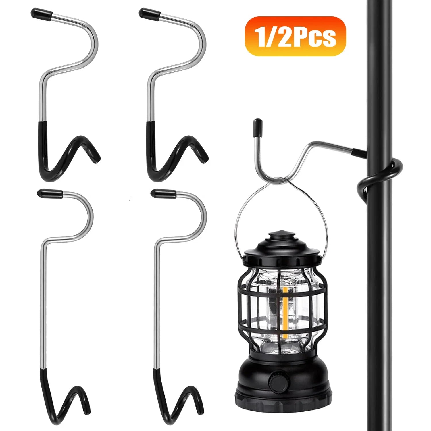 1/2Pcs Outdoor Light Hook for Camping Tent Lamp Hanger Bird Feeders Garden Lights Non-Slip Pole Hook Camping Lantern Hooks