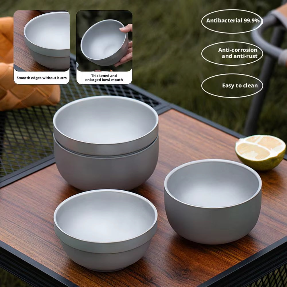 Titanium Purification Portable Bowl Multi Functional Soup Bowl Outdoor Camping Mug Outdoor Camping Double Layer anti Scald Bowl