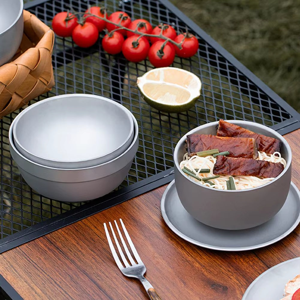 Titanium Purification Portable Bowl Multi Functional Soup Bowl Outdoor Camping Mug Outdoor Camping Double Layer anti Scald Bowl