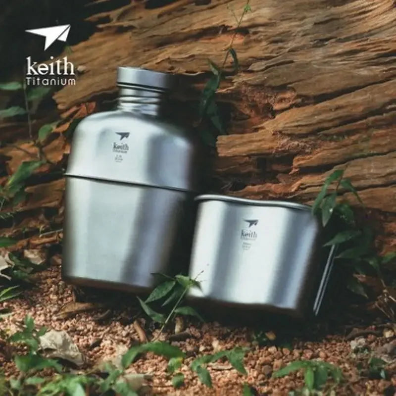 Pure Titanium Outdoor Camping Hiking Canteen Mess Kit Water Bottle Set New Ultralight Carrying Pouch Ti3060 ﻿