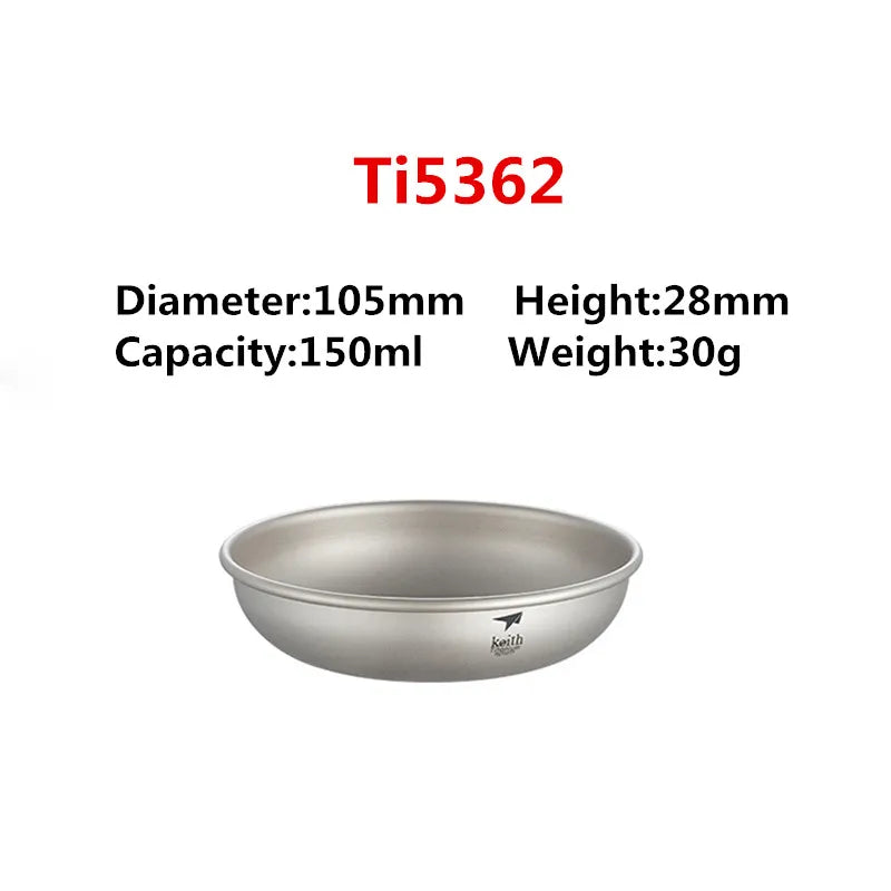 Titanium Plate Sets Camping Titanium Dishes Saucer Outdoor Tableware Cutlery Camping Hiking Travel Plates Ti5371