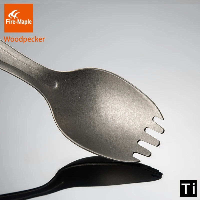 Fire Maple Titanium Spork with Multi Function Punch Ultralight Hiking Camping Cutlery Outdoor Tableware Awarded ISPO Gold Winner