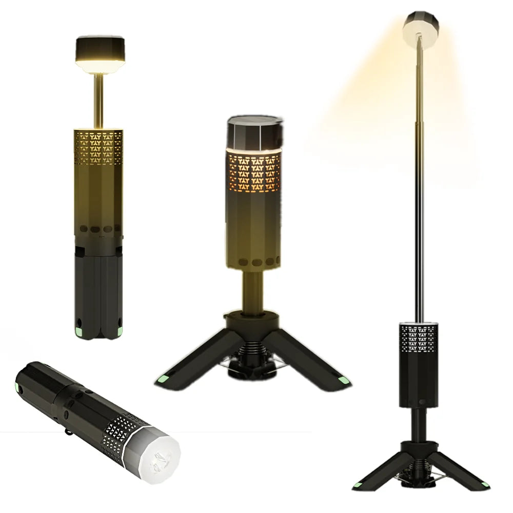 2025 New IP65 13000Mah Magnetic Portable Hiking Camping Fishing Flashlight Telescoping Camping Lantern Telescopic Camping Light