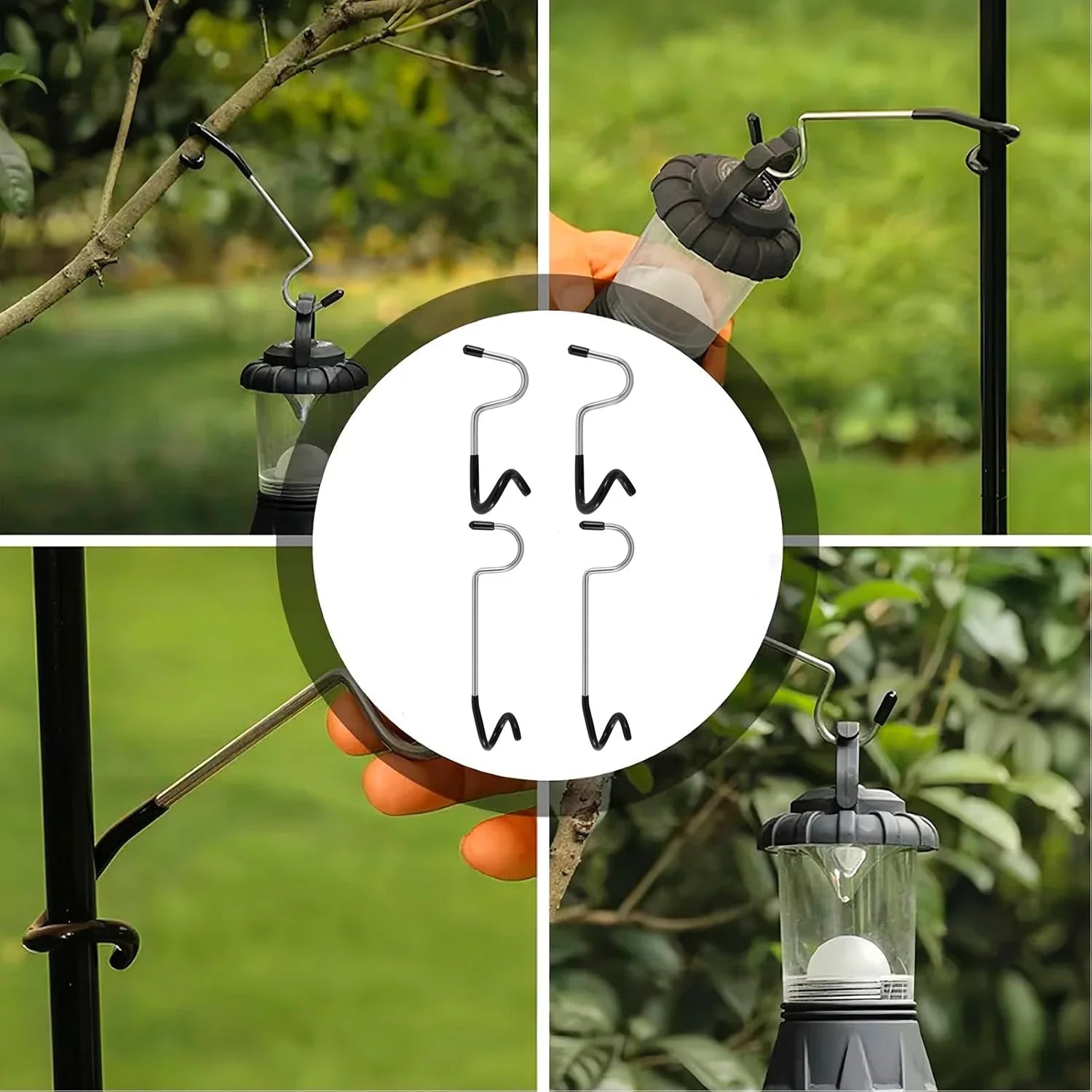 1/2Pcs Outdoor Light Hook for Camping Tent Lamp Hanger Bird Feeders Garden Lights Non-Slip Pole Hook Camping Lantern Hooks