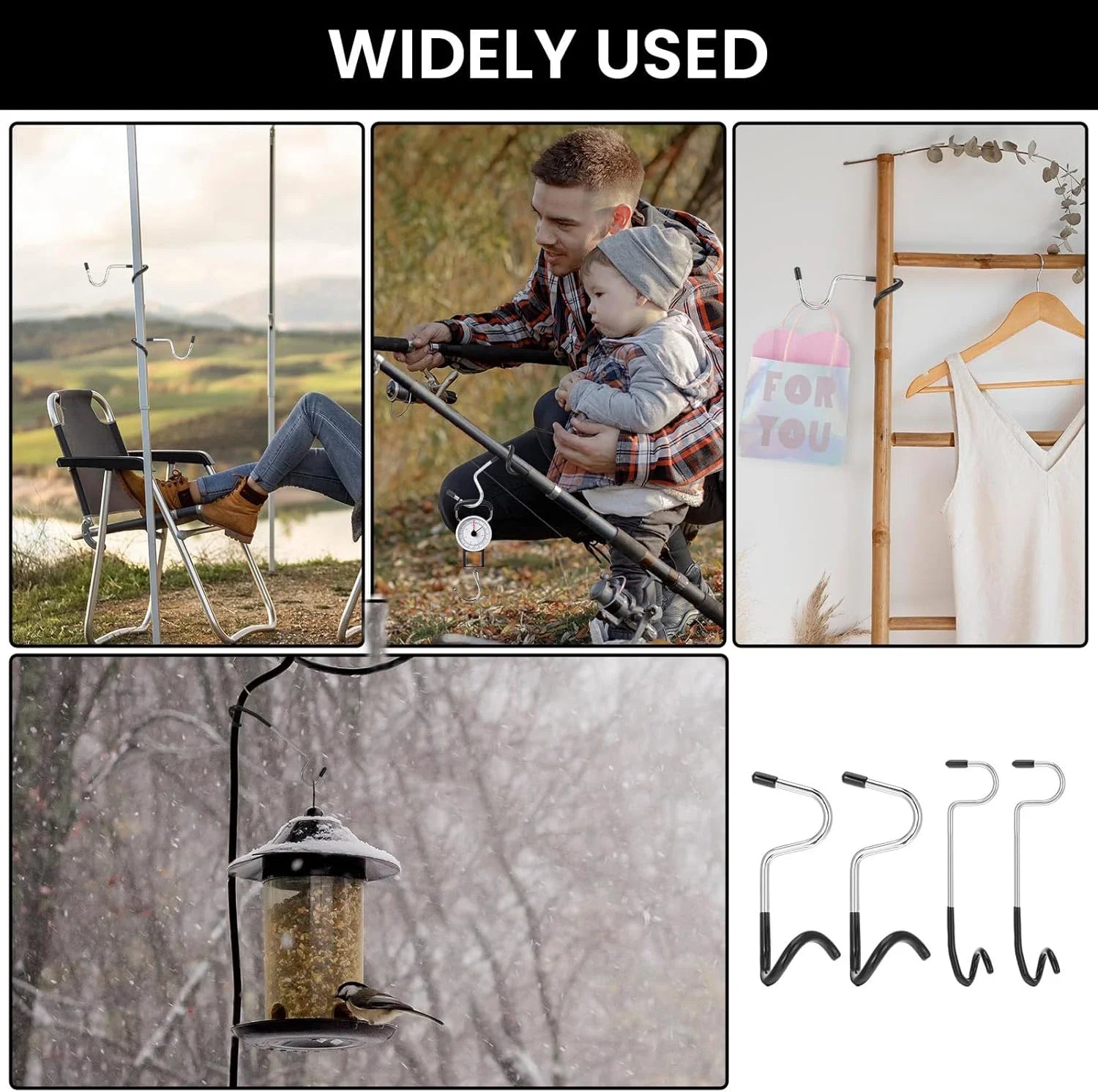 1/2Pcs Outdoor Light Hook for Camping Tent Lamp Hanger Bird Feeders Garden Lights Non-Slip Pole Hook Camping Lantern Hooks