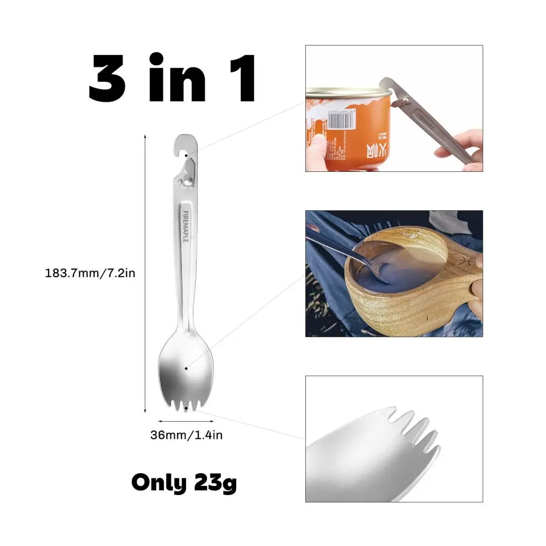 Fire Maple Titanium Spork with Multi Function Punch Ultralight Hiking Camping Cutlery Outdoor Tableware Awarded ISPO Gold Winner