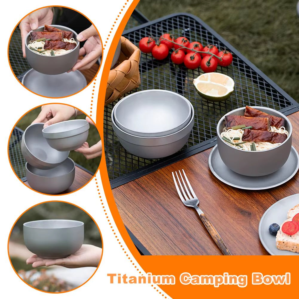 Titanium Purification Portable Bowl Multi Functional Soup Bowl Outdoor Camping Mug Outdoor Camping Double Layer anti Scald Bowl