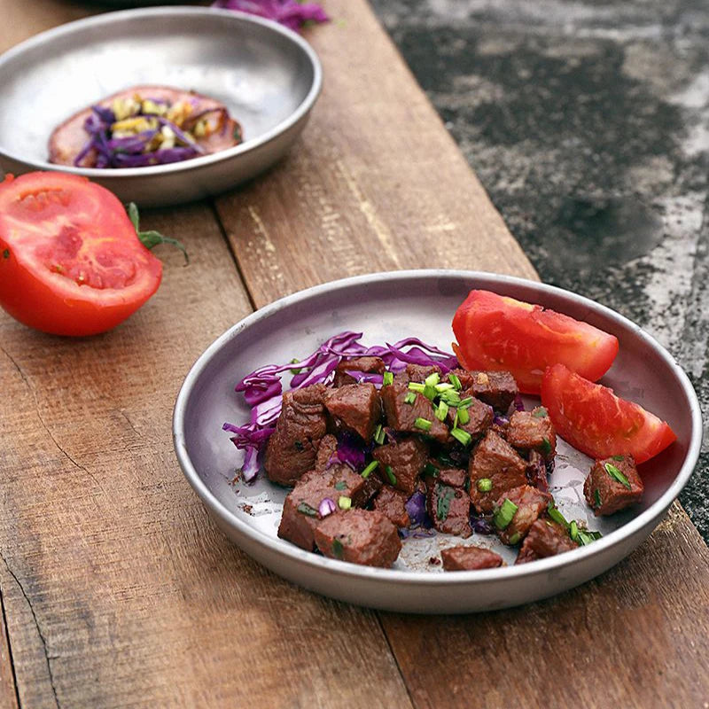 Titanium Plate Sets Camping Titanium Dishes Saucer Outdoor Tableware Cutlery Camping Hiking Travel Plates Ti5371