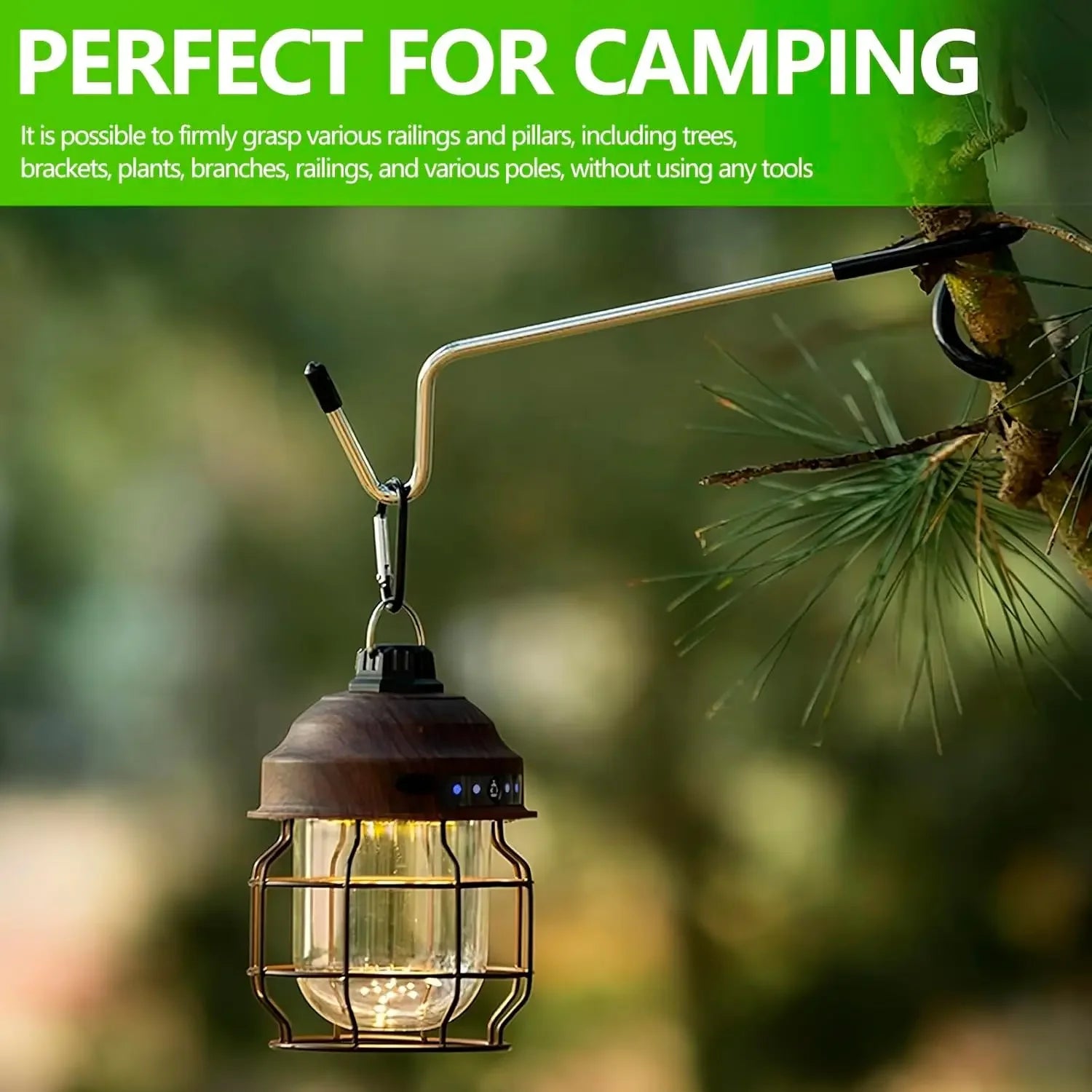 1/2Pcs Outdoor Light Hook for Camping Tent Lamp Hanger Bird Feeders Garden Lights Non-Slip Pole Hook Camping Lantern Hooks