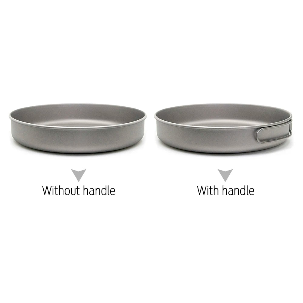 Outdoor Ultralight Titanium Frypan Camping Hiking Picnic Cooking Frying Pan Titanium Pan Utensils Hiking Picnic Cooking Picnic