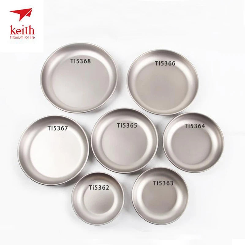 Titanium Plate Sets Camping Titanium Dishes Saucer Outdoor Tableware Cutlery Camping Hiking Travel Plates Ti5371