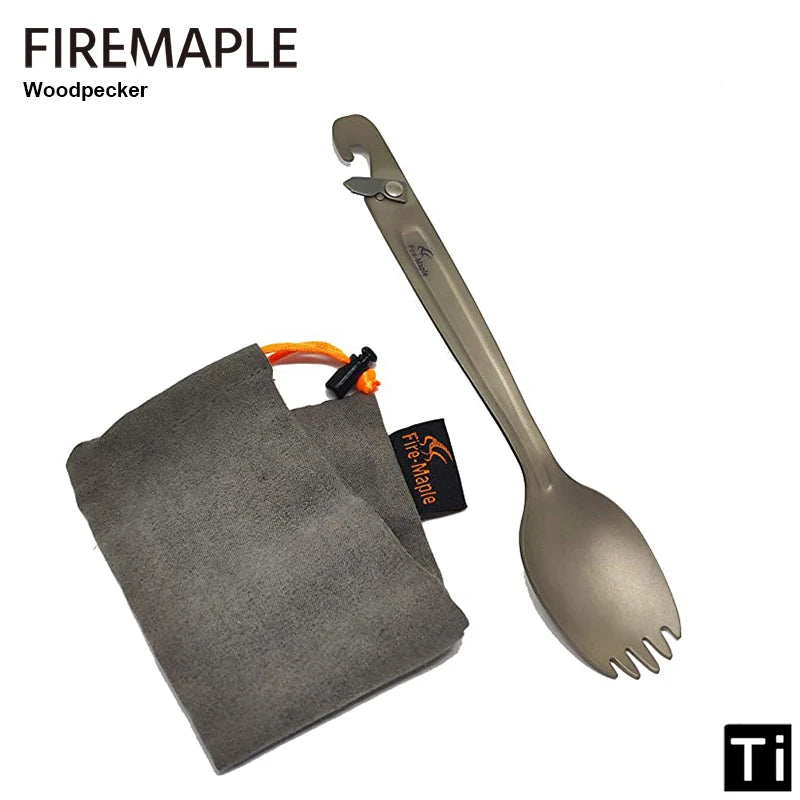Fire Maple Titanium Spork with Multi Function Punch Ultralight Hiking Camping Cutlery Outdoor Tableware Awarded ISPO Gold Winner