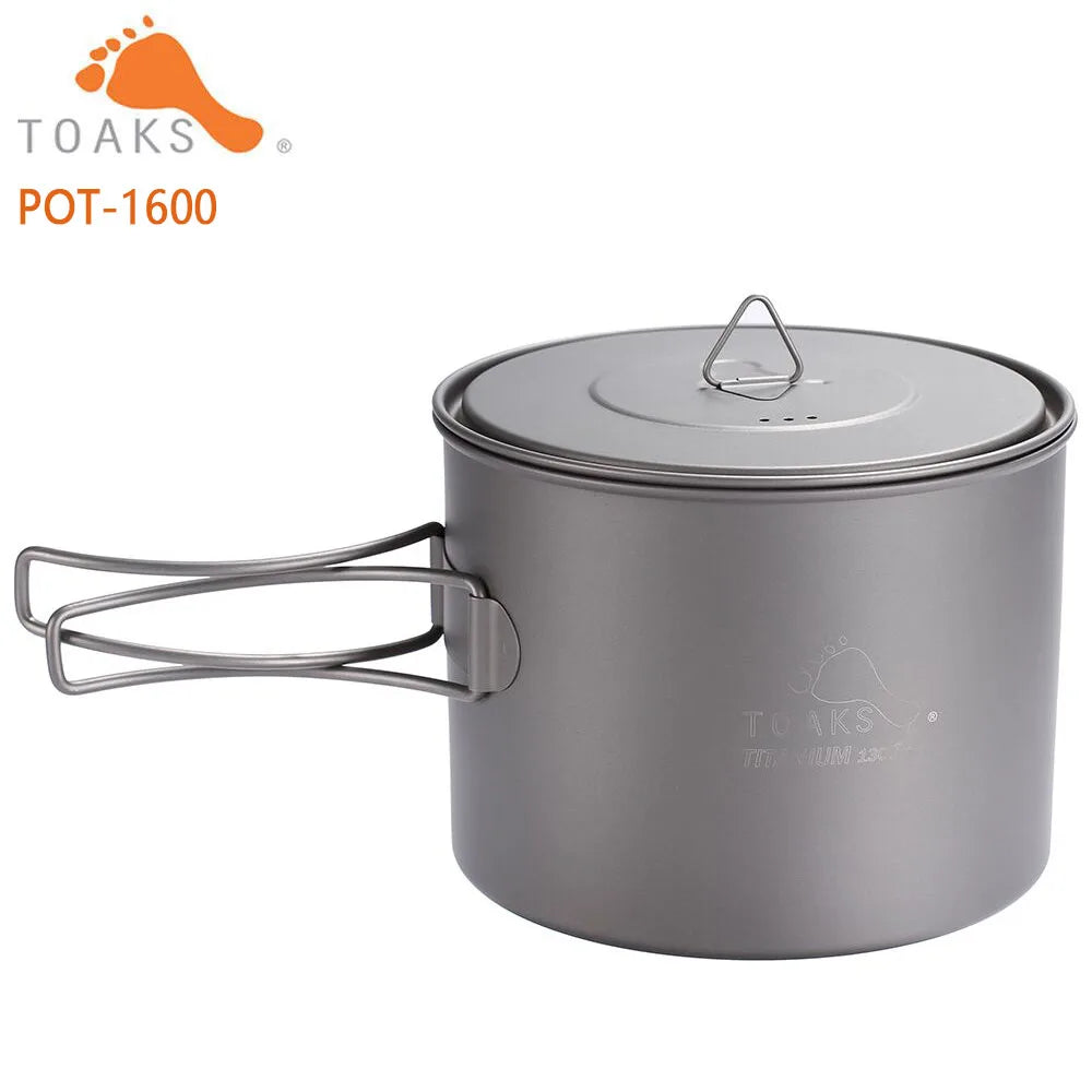 TOAKS TITANIUM POT with BAIL HANDLE Outdoor Camping Pot Lightweight Equipment 750Ml, 1100Ml, 1300Ml, 1600Ml, 2000Ml