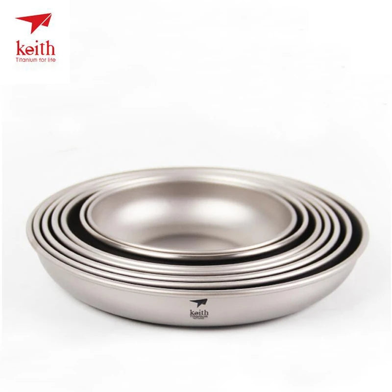 Titanium Plate Sets Camping Titanium Dishes Saucer Outdoor Tableware Cutlery Camping Hiking Travel Plates Ti5371