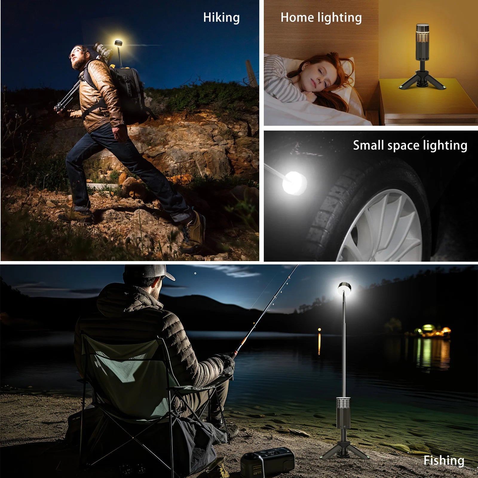 2025 New IP65 13000Mah Magnetic Portable Hiking Camping Fishing Flashlight Telescoping Camping Lantern Telescopic Camping Light