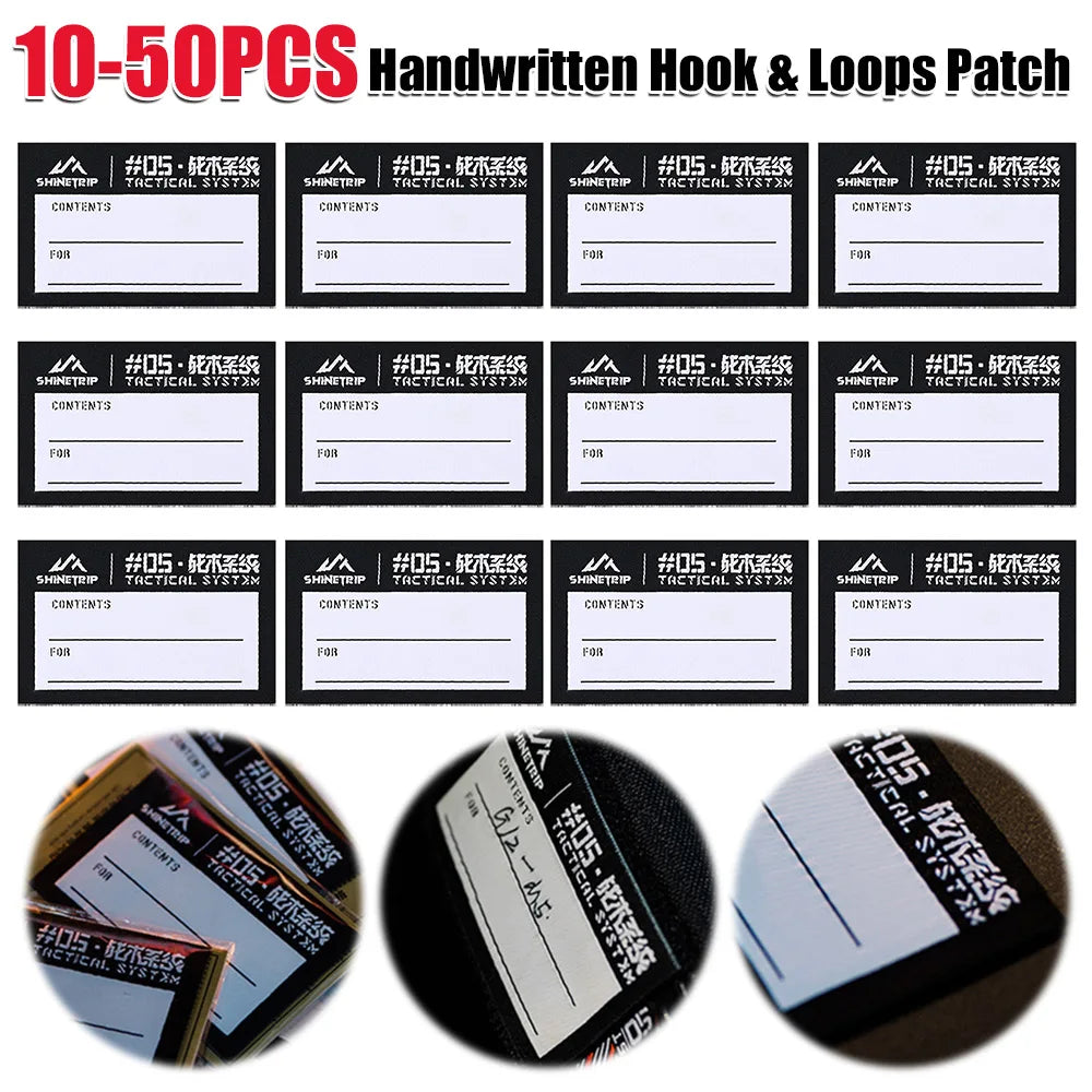 10-50PCS Handwritten Hook/ Loops Patch Tear-Resistant Outdoor Vest Sticker Wear-Resistant Camping Gear Badge Camping Accessories