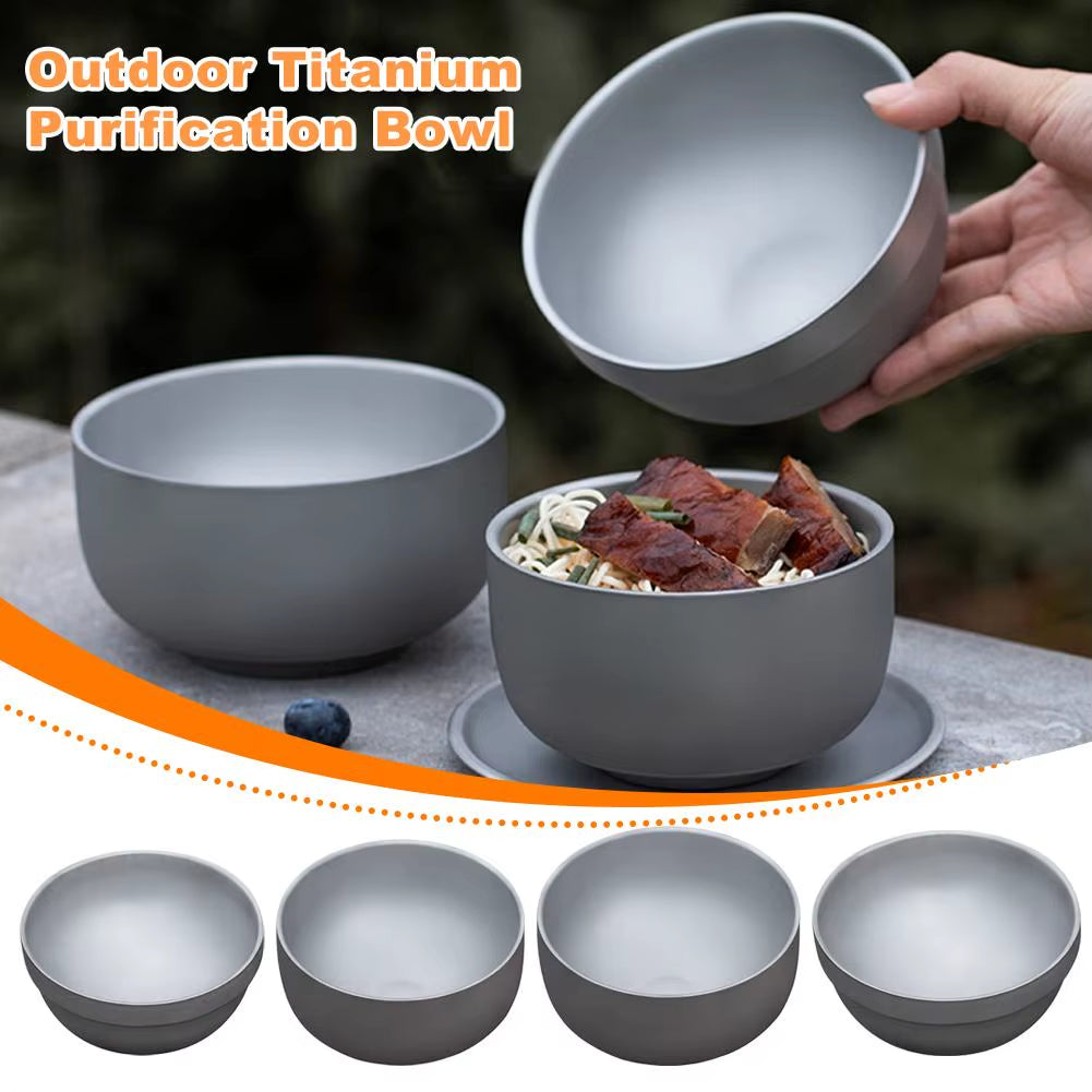 Titanium Purification Portable Bowl Multi Functional Soup Bowl Outdoor Camping Mug Outdoor Camping Double Layer anti Scald Bowl