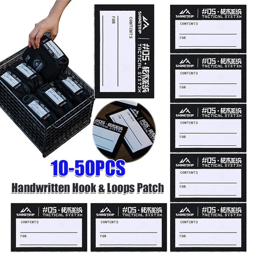 10-50PCS Handwritten Hook/ Loops Patch Tear-Resistant Outdoor Vest Sticker Wear-Resistant Camping Gear Badge Camping Accessories