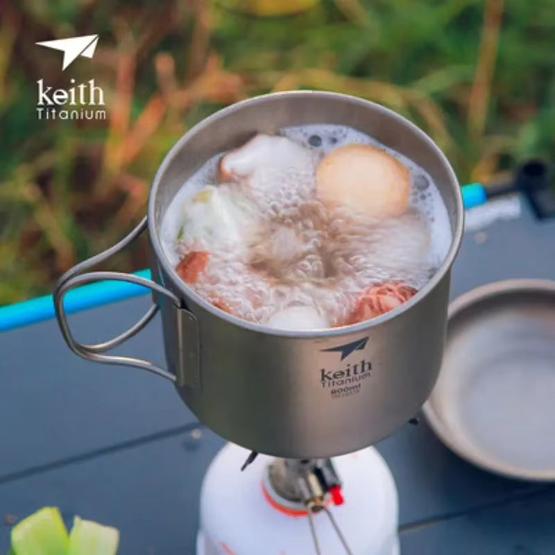 Titanium Single-Wall Mug with Folding Handle and Lid Outdoor Camping Travel Hiking Cups 220Ml-500Ml